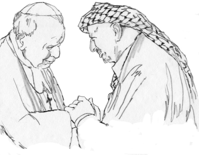 Pope and Arafat Drawing
